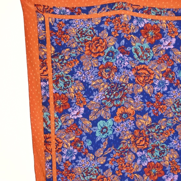 Vintage Floral Print Swiss Dot Silk Scarf - Picture 2 of 3